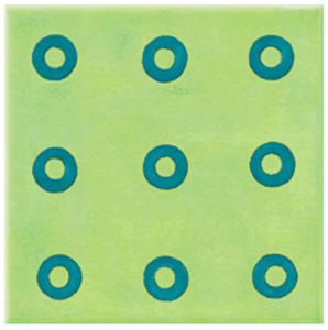 декор Steuler Living Colors "Девять кругов", зеленый/голубой 15x15 см