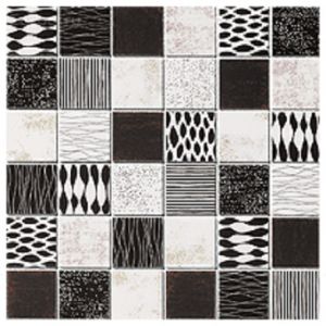 плитка настенная Steuler Mosaic Ethno* черно-белая  шахматная глянцевая 30x30 см