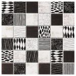 плитка настенная Steuler Mosaic Ethno* черно-белая  шахматная глянцевая 30x30 см