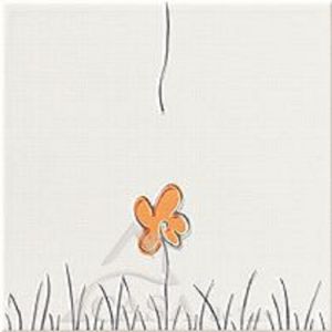 декор Steuler Lilly "Трава с цветком" оранжевый на белом фоне 25х25 см
